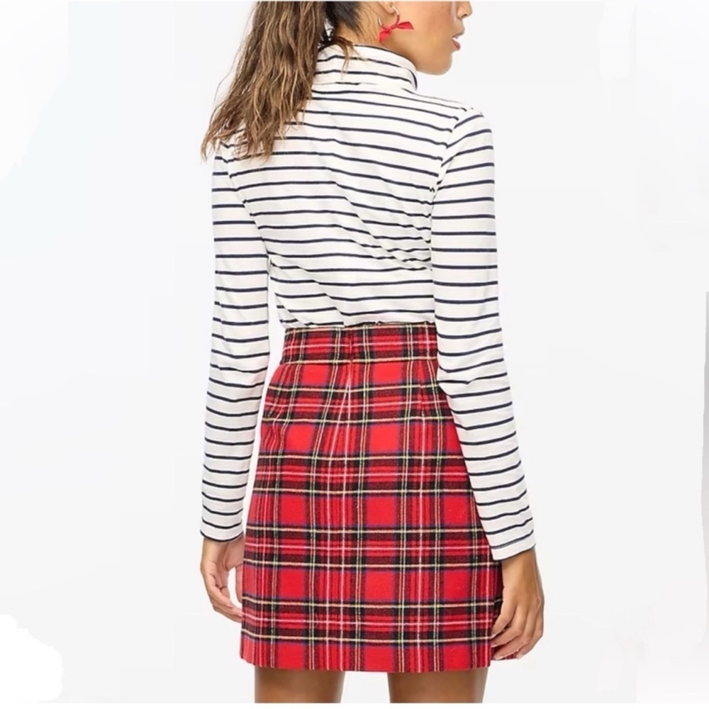 NWT J Crew A-Line Tartan Wool Blend Red Plaid Skirt 8 zipper broken - Picture 4 of 8